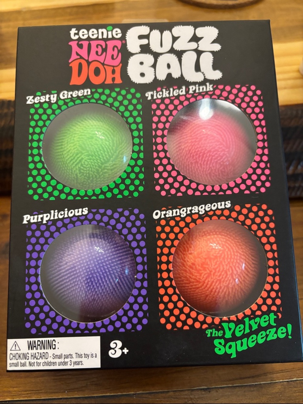 Nee Doh Teenie Fuzz Ball Set - Green, Pink, Purple, Orange